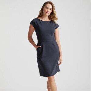 Ultra-Stretch Ponte Cap Sleeve Dress Navy S